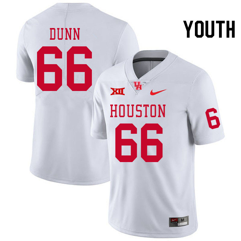 Youth #66 Peyton Dunn Houston Cougars Big 12 XII College Football Jerseys Stitched-White - Click Image to Close